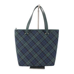 J Crew Purse $109 16 x 12 x 3 Green Navy Blue Plaid Shoulder Purse